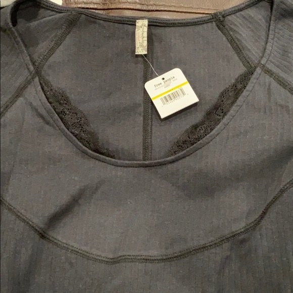 Free People We the People Boho Black Lace Top Long Sleeve Blouse* Size Medium - Picture 7 of 9